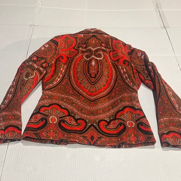 Isaac Mizrahi Paisley burnt orange corderoy Blazer paisley w buttons & pockets - Picture 12 of 13